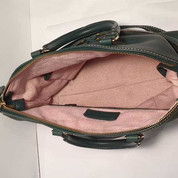 Dooney &Bourke Dillen Hunter green pebbled leather satchel - Picture 3 of 12